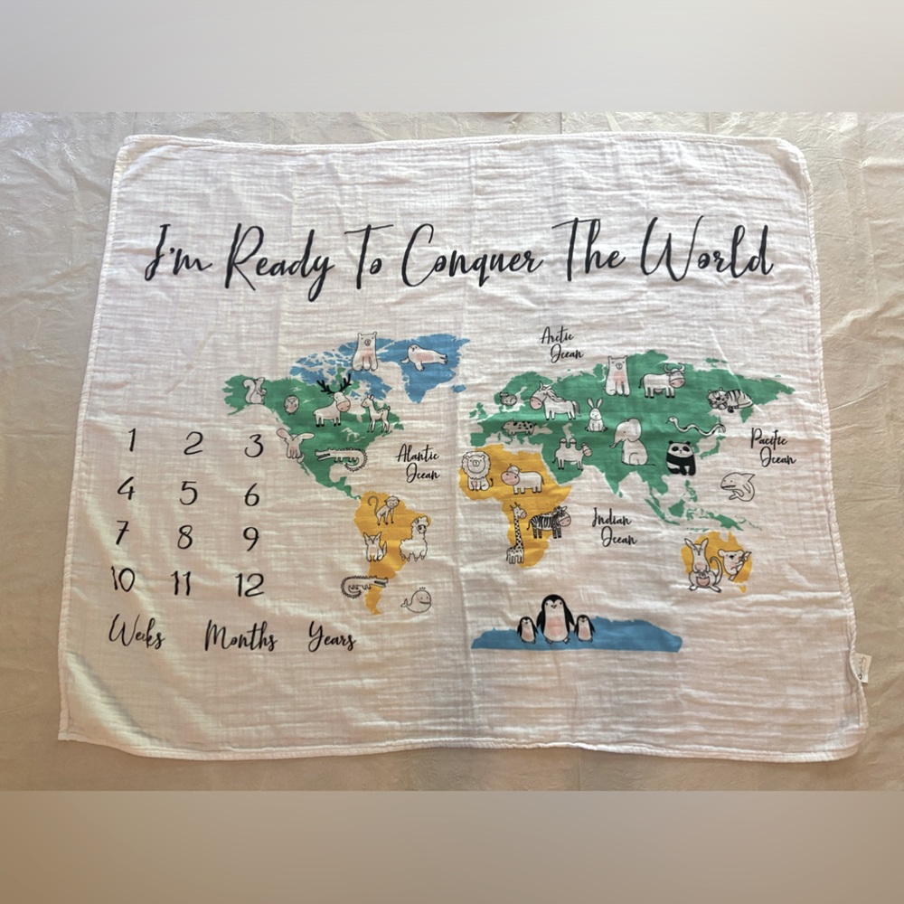 Simplio Baby Milestone Baby Blanket. 100% organic cotton.